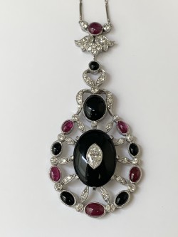 Onyx Ruby, Diamond Pendant