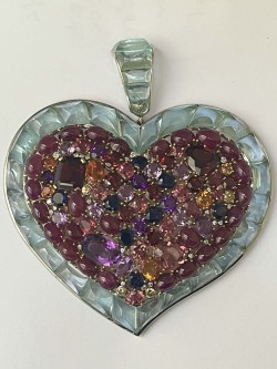 Huge Aquamarine Heart , Rubies Diamonds and Tourmalines