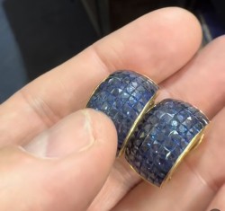 Invisibly Set Sapphire Earrings