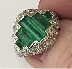 Art Deco Emerald and Diamond Ring