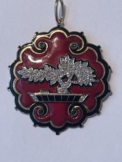 Chinoiserie Red & Black Enamel Pendant
